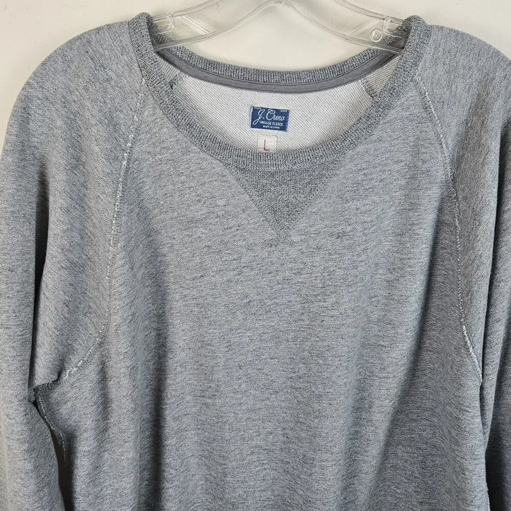 J Crew Vintage Sweatshirt Mens Large Heather Gray Fleece Crewneck Pullover 90s